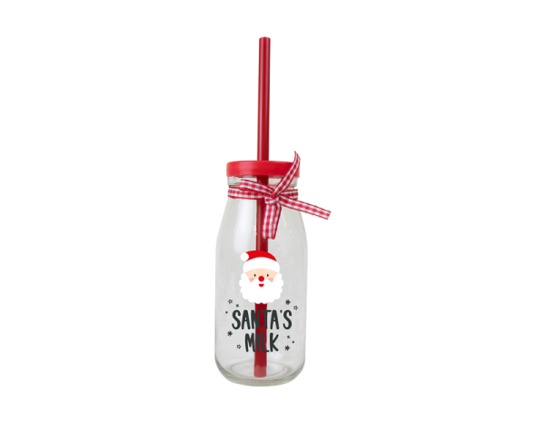 Santa milk bottle and straw