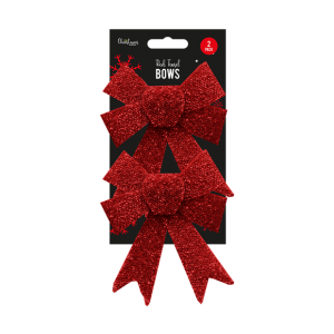 RED CHRISTMAS BOWS, 2 PCK LARGE